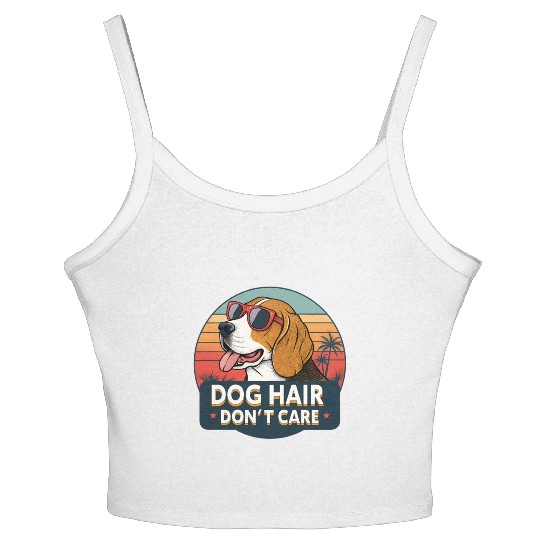 Humorous Dog Hair Don't Care Sunset Design Women's Spaghetti Strap Tank Top