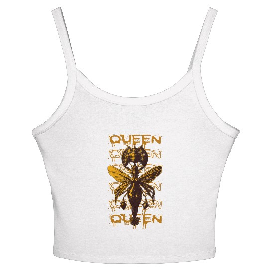 Queen Bee Warrior – Dark Fantasy Insect Art Women's Spaghetti Strap Tank Top