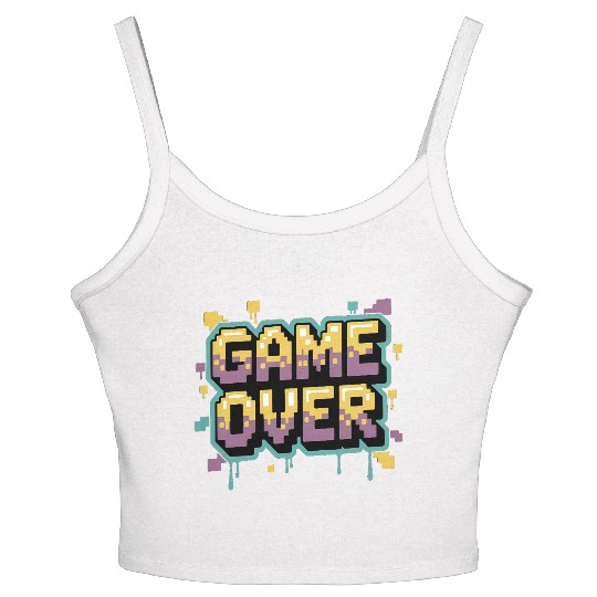 Pixelated Game Over Message Design Women's Spaghetti Strap Tank Top
