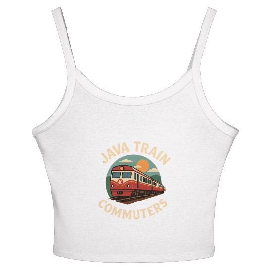 Java Train Commuters Illustration Women's Spaghetti Strap Tank Top