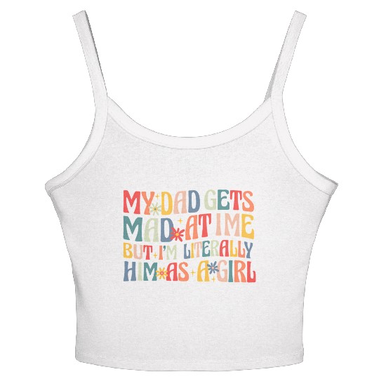 Retro Flower Funny Dad Daughter Quote Women's Spaghetti Strap Tank Top