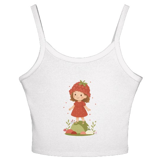 Cute Raspberry Girl Illustration Women's Spaghetti Strap Tank Top