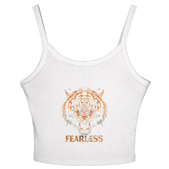 Fearless Tiger Expression Design Women's Spaghetti Strap Tank Top