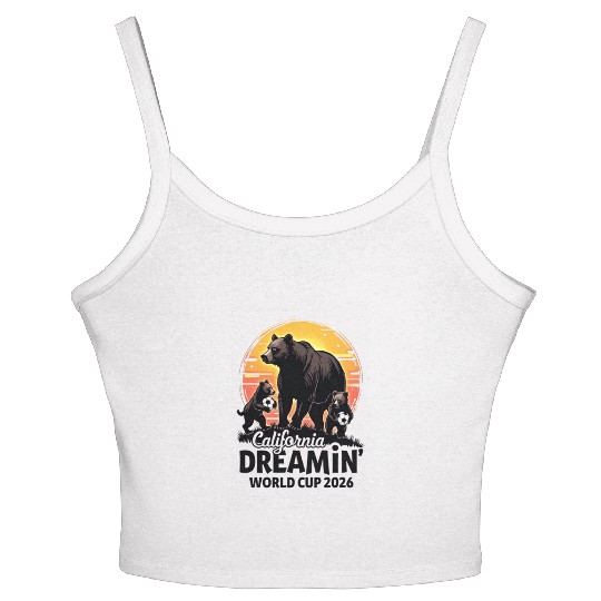 California Dreamin’ – World Cup 2026 Soccer Bear F Women's Spaghetti Strap Tank Top