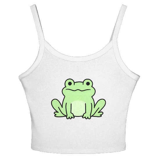 Lime Green Cartoon Frog Design Women's Spaghetti Strap Tank Top