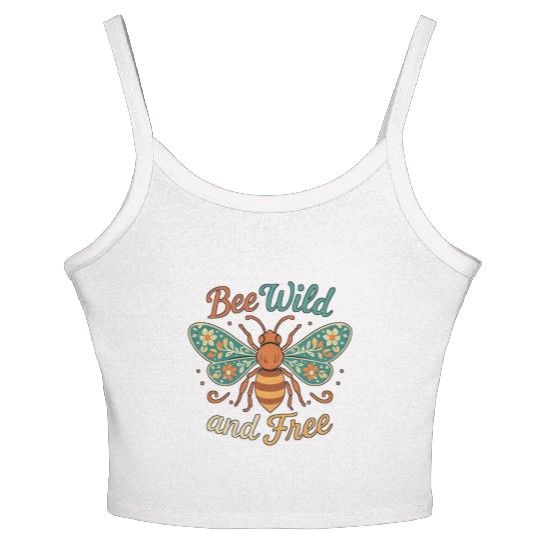 Bee Wild and Free Nature Motif Women's Spaghetti Strap Tank Top