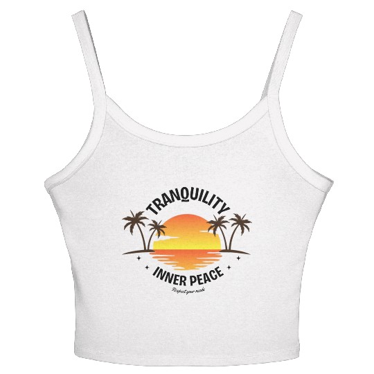 Serene Tropical Sunset Vibes Ocean Horizon Women's Spaghetti Strap Tank Top