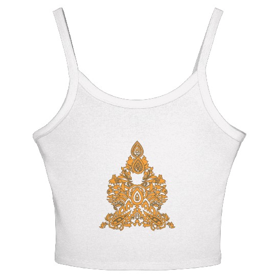 Boho Paisley Triangle • Ethnic Floral Vibe Women's Spaghetti Strap Tank Top