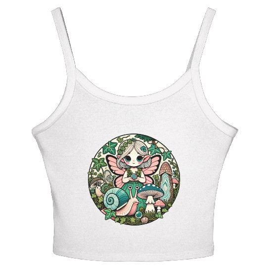Enchanted Forest Fairy Illustration Women's Spaghetti Strap Tank Top