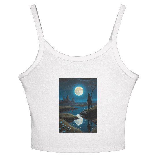Mystic Night Under the Full Moon Women's Spaghetti Strap Tank Top