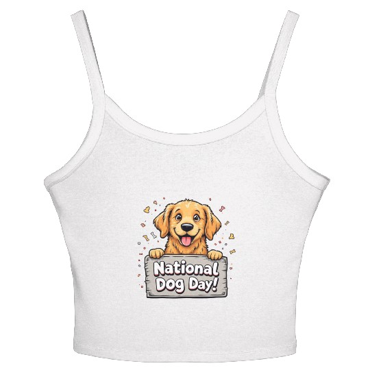 Celebratory Puppy for National Dog Day Women's Spaghetti Strap Tank Top