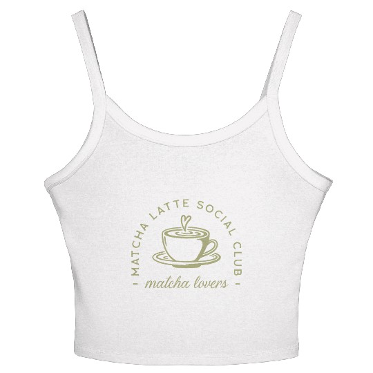 Matcha latte lovers club green aesthetic Women's Spaghetti Strap Tank Top