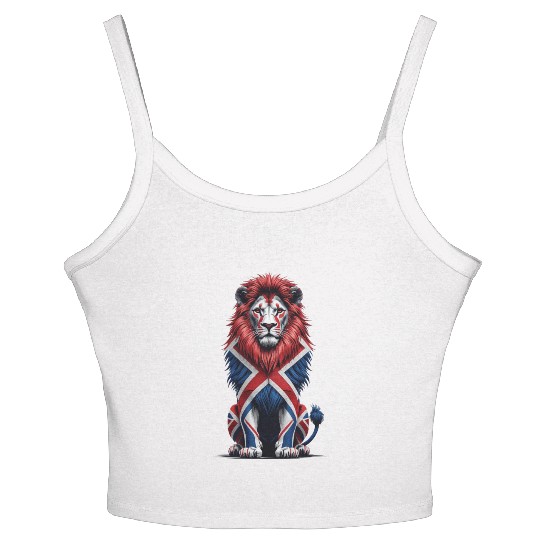 Regal Lion with Union Jack Mane Women's Spaghetti Strap Tank Top