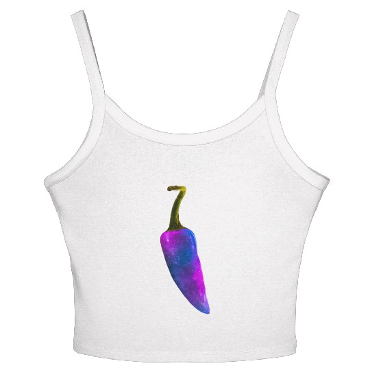 Galaxy Themed Chili Pepper Design Women's Spaghetti Strap Tank Top