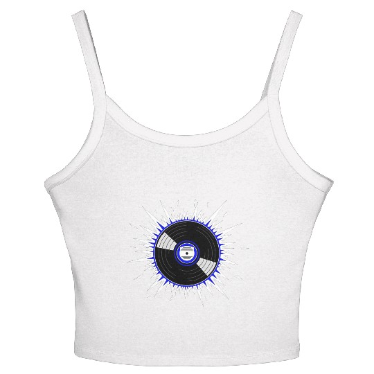 Vinyl Record Starburst Design Women's Spaghetti Strap Tank Top