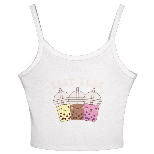 Best-Teas Cute Kawaii Bubble Tea Boba Tea Women's Spaghetti Strap Tank Top