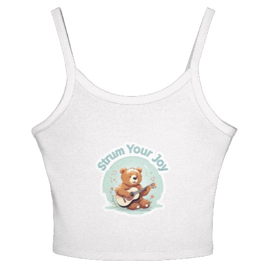Cute Bear Playing Guitar for Joy Women's Spaghetti Strap Tank Top