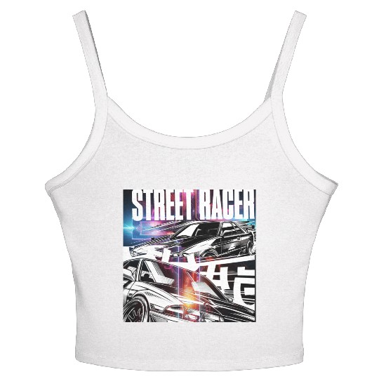 Neon Street Racer Illustration Women's Spaghetti Strap Tank Top