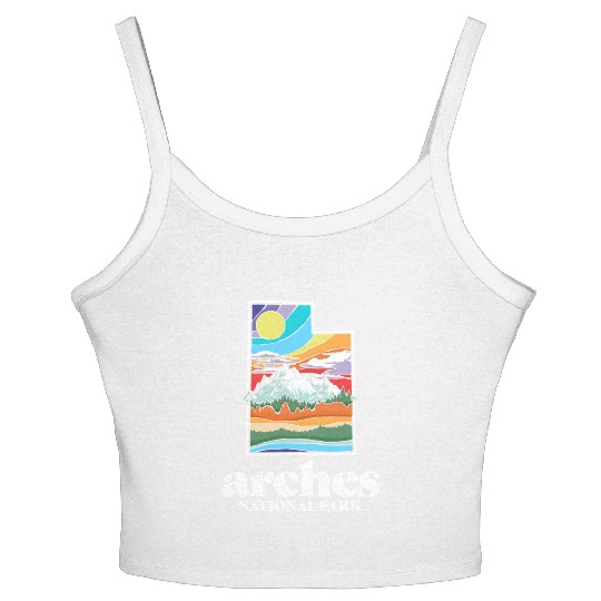 Arches National Park Utah Vintage Nature Outdoor Women's Spaghetti Strap Tank Top