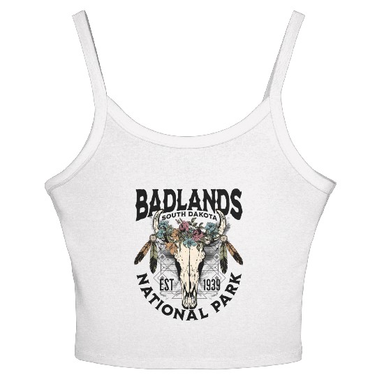 Badlands National Park South Dakota Nature Buffalo Women's Spaghetti Strap Tank Top