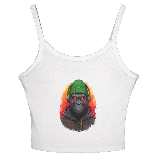 Cyberpunk Gorilla Digital Art Women's Spaghetti Strap Tank Top