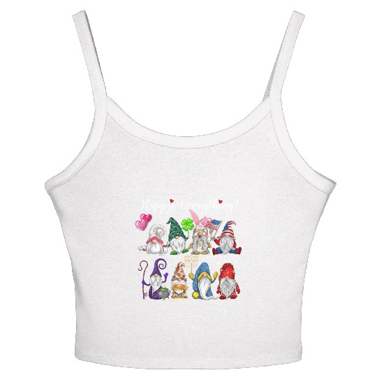 Happy Everything Gnomes Every Seasons All Year Women's Spaghetti Strap Tank Top