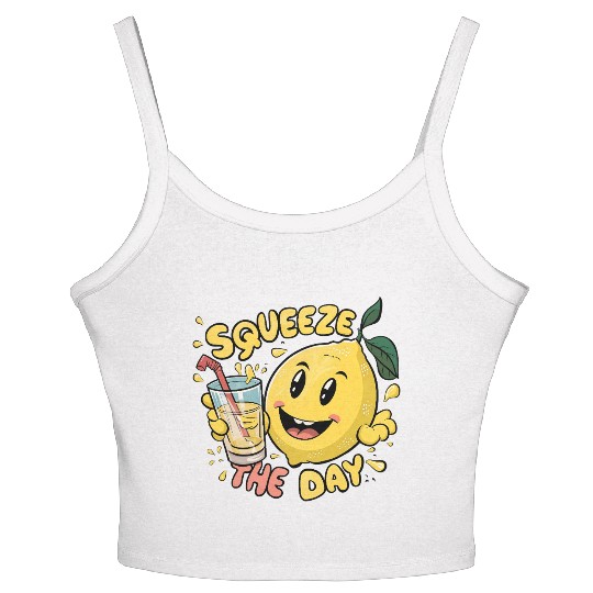 Squeeze The Day Lemon Cartoon Women's Spaghetti Strap Tank Top