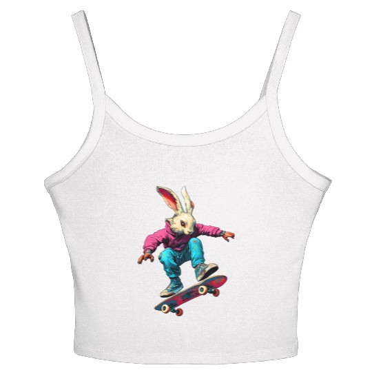 Rabbit skateboard / skater rabbit Women's Spaghetti Strap Tank Top