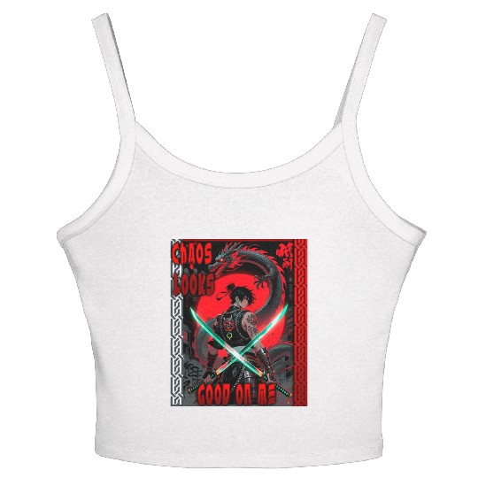 Cyberpunk Samurai with Dragon Women's Spaghetti Strap Tank Top