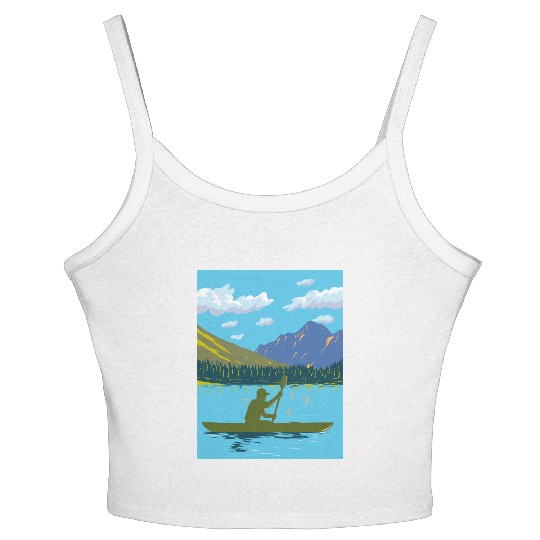 Kayak in Lake Josephine Glacier National Park WPA Women's Spaghetti Strap Tank Top