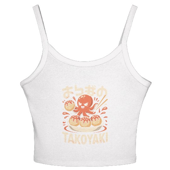 Octopus Serving Takoyaki Illustration Women's Spaghetti Strap Tank Top