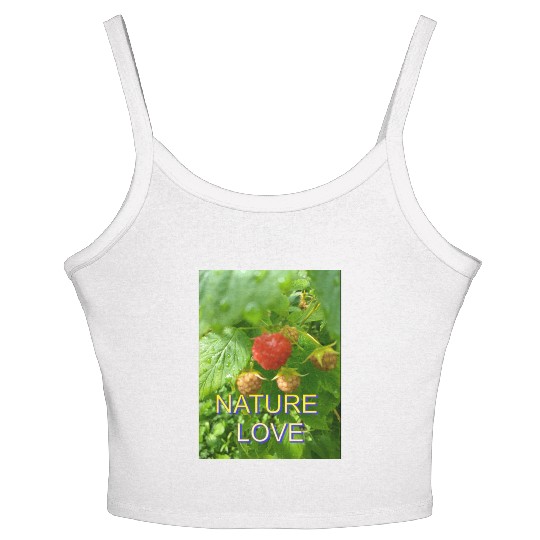 Vivid Raspberry and Greenery Nature Design Women's Spaghetti Strap Tank Top