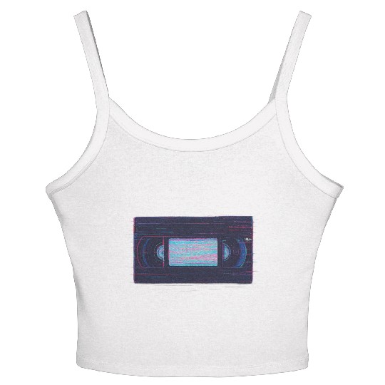 Retro VHS Tape Neon Glow Design Women's Spaghetti Strap Tank Top