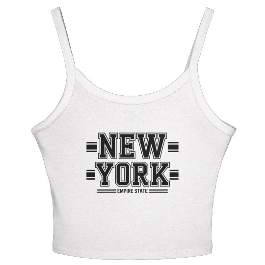 New York City Skyline Typography Design Women's Spaghetti Strap Tank Top
