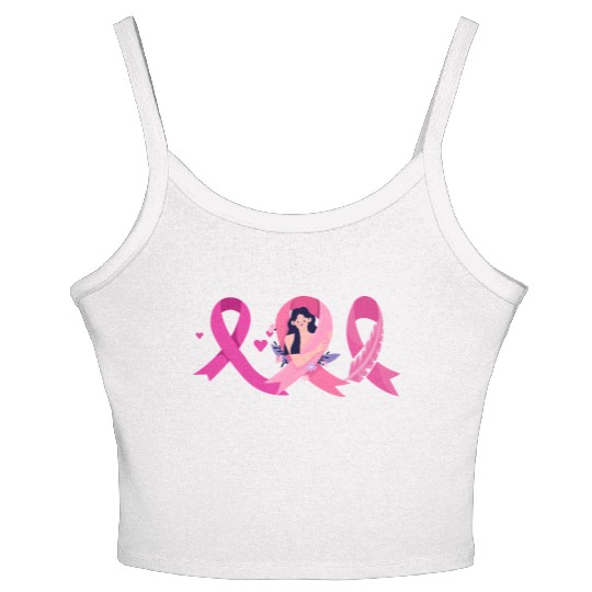 Floral Breast Cancer Awareness Ribbon Women's Spaghetti Strap Tank Top