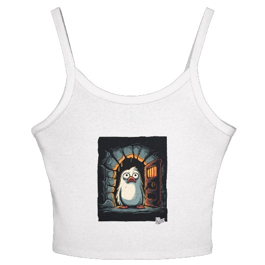 Whimsical Penguin in Secret Cave Women's Spaghetti Strap Tank Top