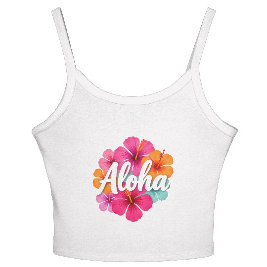Aloha Hibiscus Hawaiian Dream Design Hawaii Vaca  Women's Spaghetti Strap Tank Top