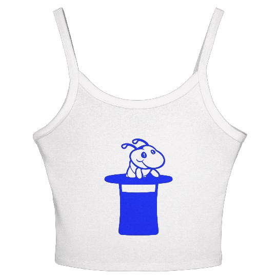 Caterpillar top hat magician wizard magic trick Women's Spaghetti Strap Tank Top