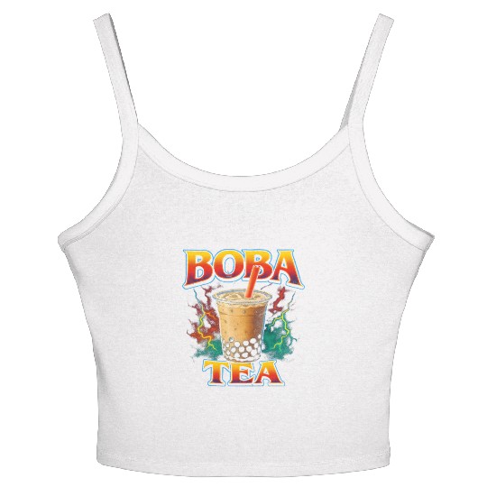 Boba Tea Favorite Food Funny Weird 90s Boba Tea Women's Spaghetti Strap Tank Top