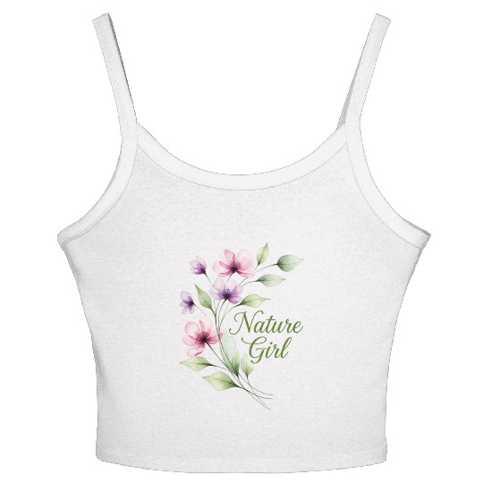 Floral Blossom Nature Girl Design Women's Spaghetti Strap Tank Top