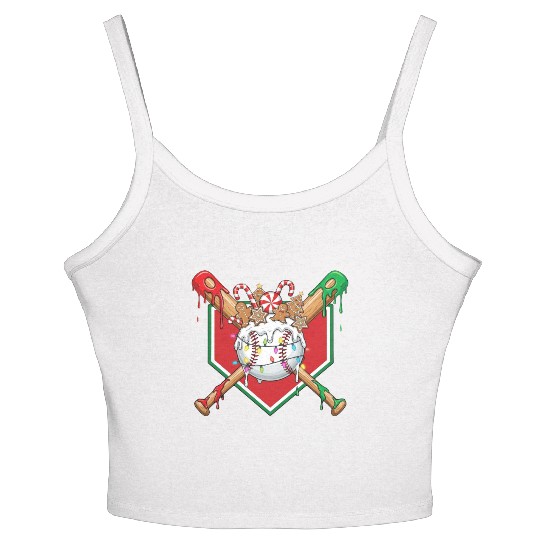 Basebal Christmas Drip For Boys Melting Ice Cream Women's Spaghetti Strap Tank Top