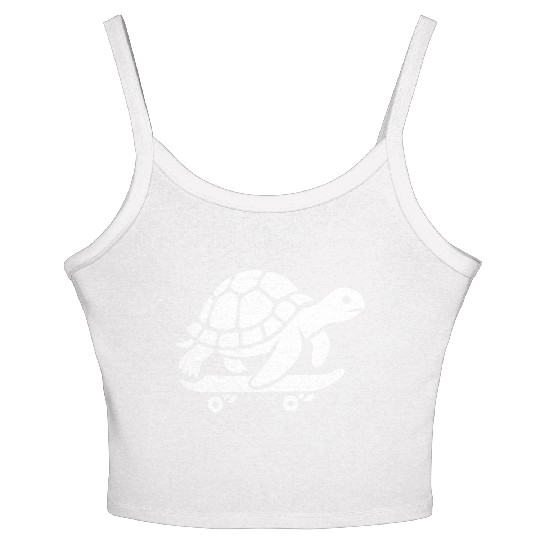 Minimalist turtle skateboard skateboarder Women's Spaghetti Strap Tank Top
