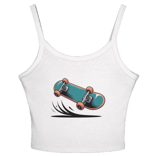 Skateboard in Motion Illustration Women's Spaghetti Strap Tank Top