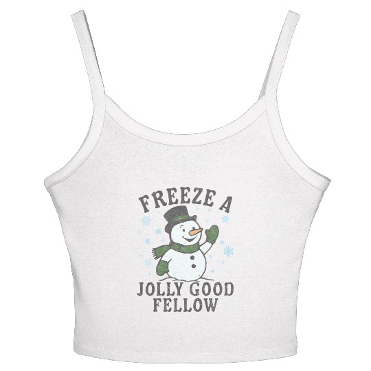 Frosty Snowman Jolly Greeting Design Women's Spaghetti Strap Tank Top