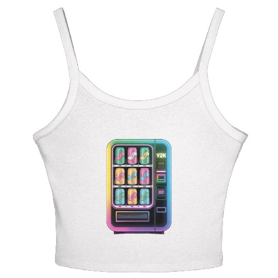 Y2K Cyber Vending Machine with Iridescent Drinks Women's Spaghetti Strap Tank Top