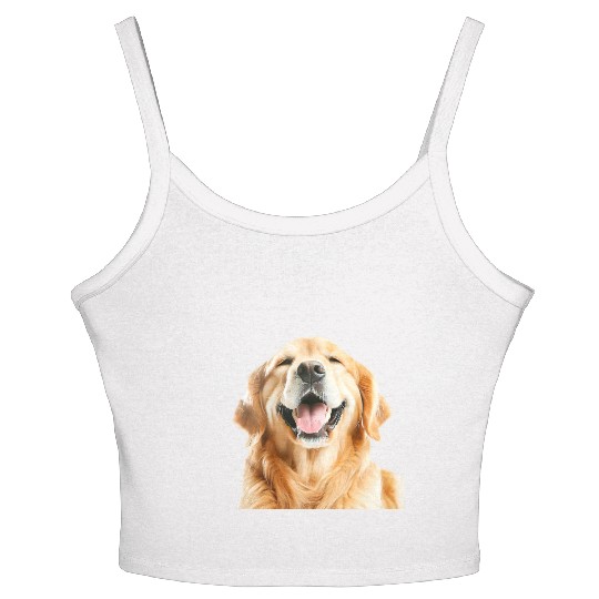 Joyful Golden Retriever Illustration Women's Spaghetti Strap Tank Top