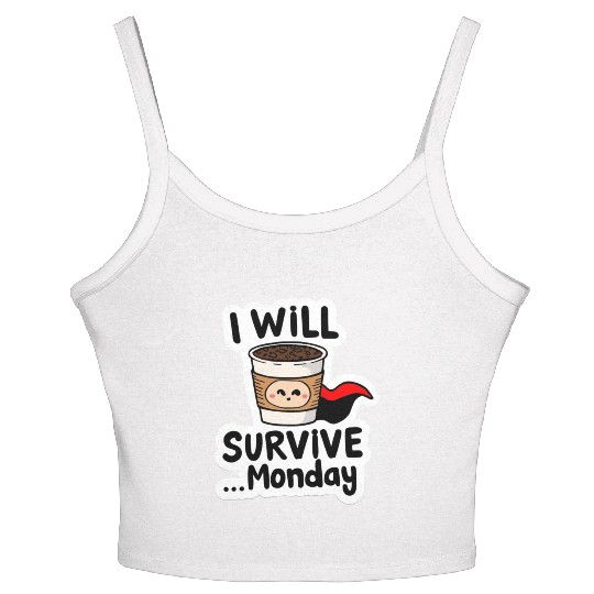 Cute Coffee Survival Meme Design Women's Spaghetti Strap Tank Top