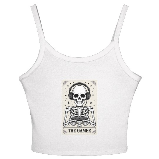 Tarot Card Skeleton Video Game Halloween Gamer Women's Spaghetti Strap Tank Top