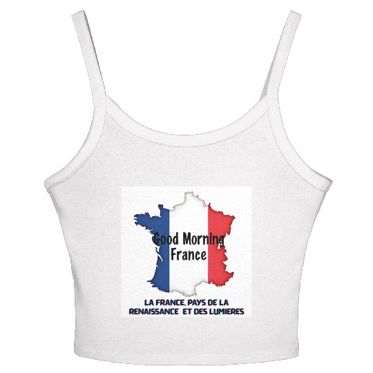 Map of France with Greeting Text Women's Spaghetti Strap Tank Top