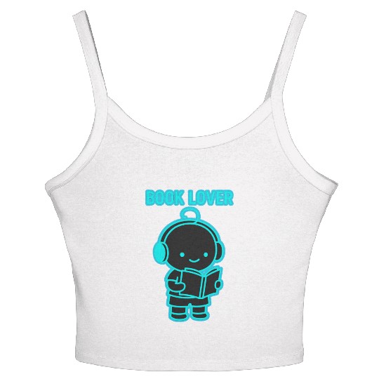 Neon Book Lover Character Women's Spaghetti Strap Tank Top